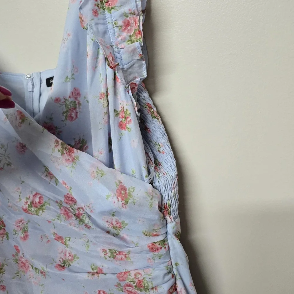 Abercrombie & Fitch Floral Maxi Dress‎ Ruffle High Low Wedding Guest Sz XXLT NEW